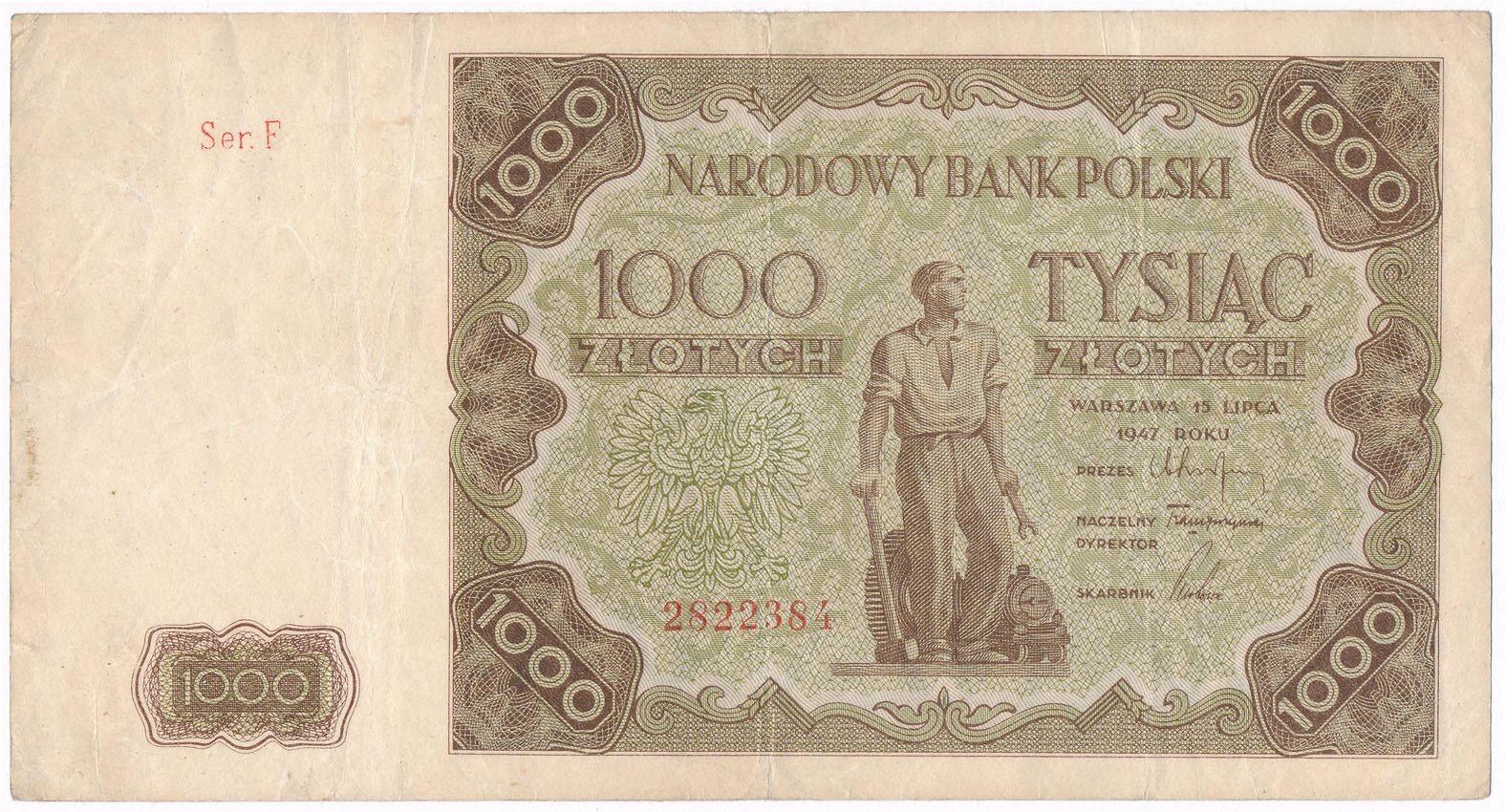 Banknot. 1000 złotych 1947 seria F